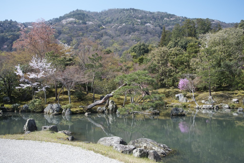 The ? Pond at Tenryuji with its 'borrowed scenery' mountainscape 